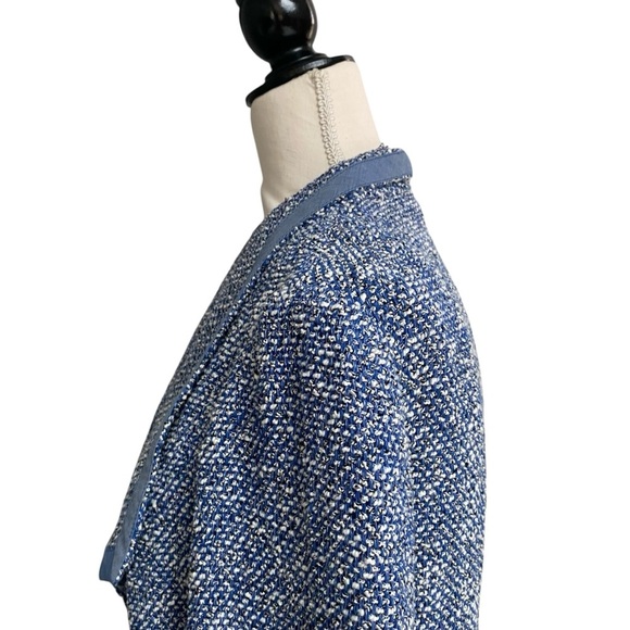 Talbots Blue White Tweed Open Front Blazer Jacket Small - Picture 7 of 16
